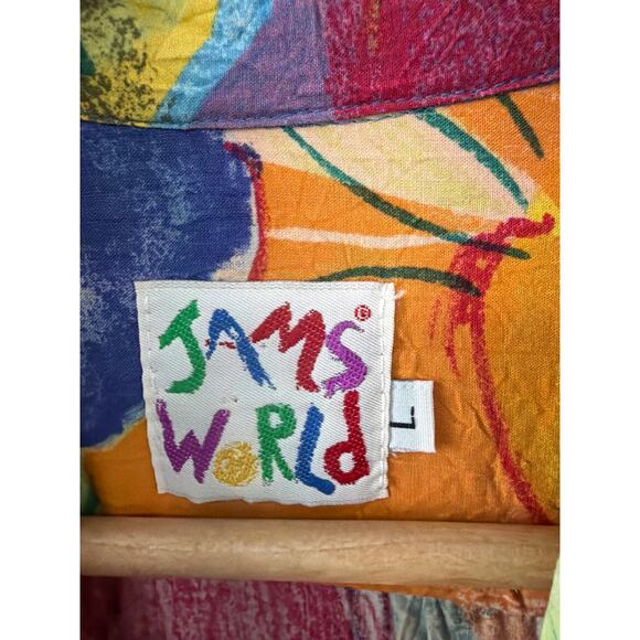 Vintage Jams World Mens Floral Tropical Button Front Shirt Size Large in Rayon - Picture 4 of 4